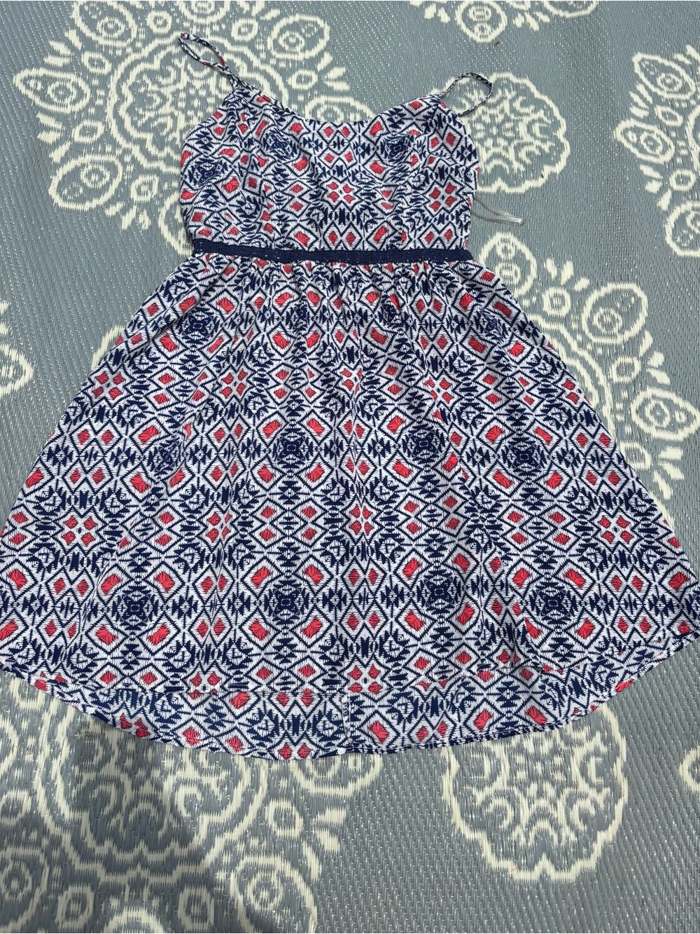 Three Hearts Navy & Pink Geometric Sundress